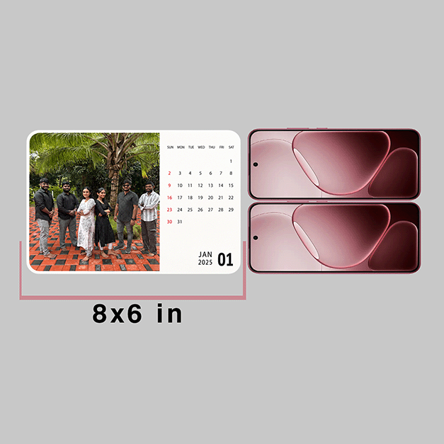 Calendar Size option 8x6in