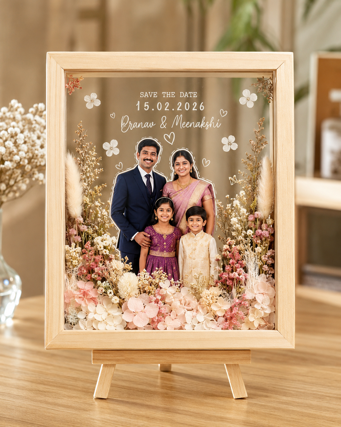 custom handcrafted 3d dried flower art frame | 28x23cm with photo for birthday gift